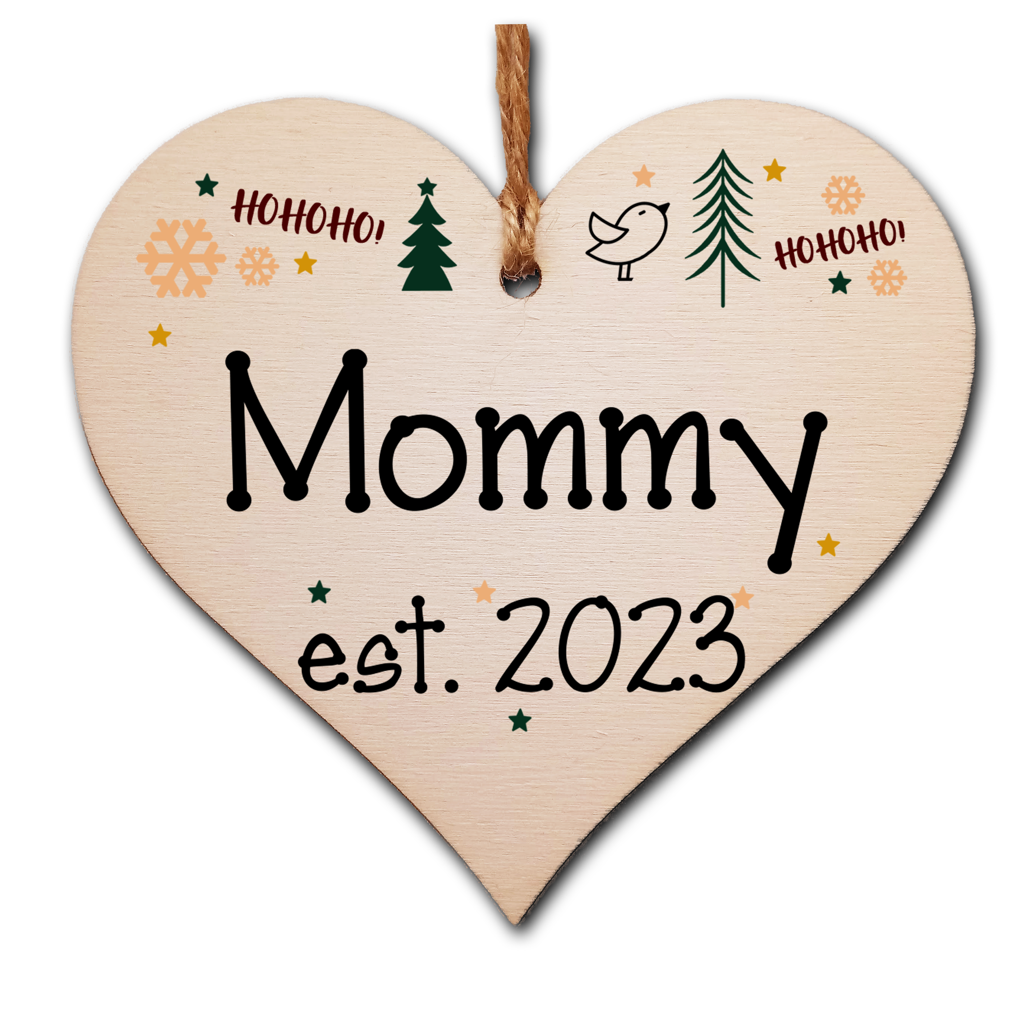 Handmade Christmas Hanging Wooden Heart Plaque Decoration Gift perfect mommys parents newborns 2022