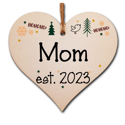 Handmade Christmas Hanging Wooden Heart Plaque Decoration Gift perfect moms parents newborns 2022