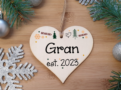 Handmade Christmas Hanging Wooden Heart Plaque Decoration Gift perfect grans grandparents newborns 2022
