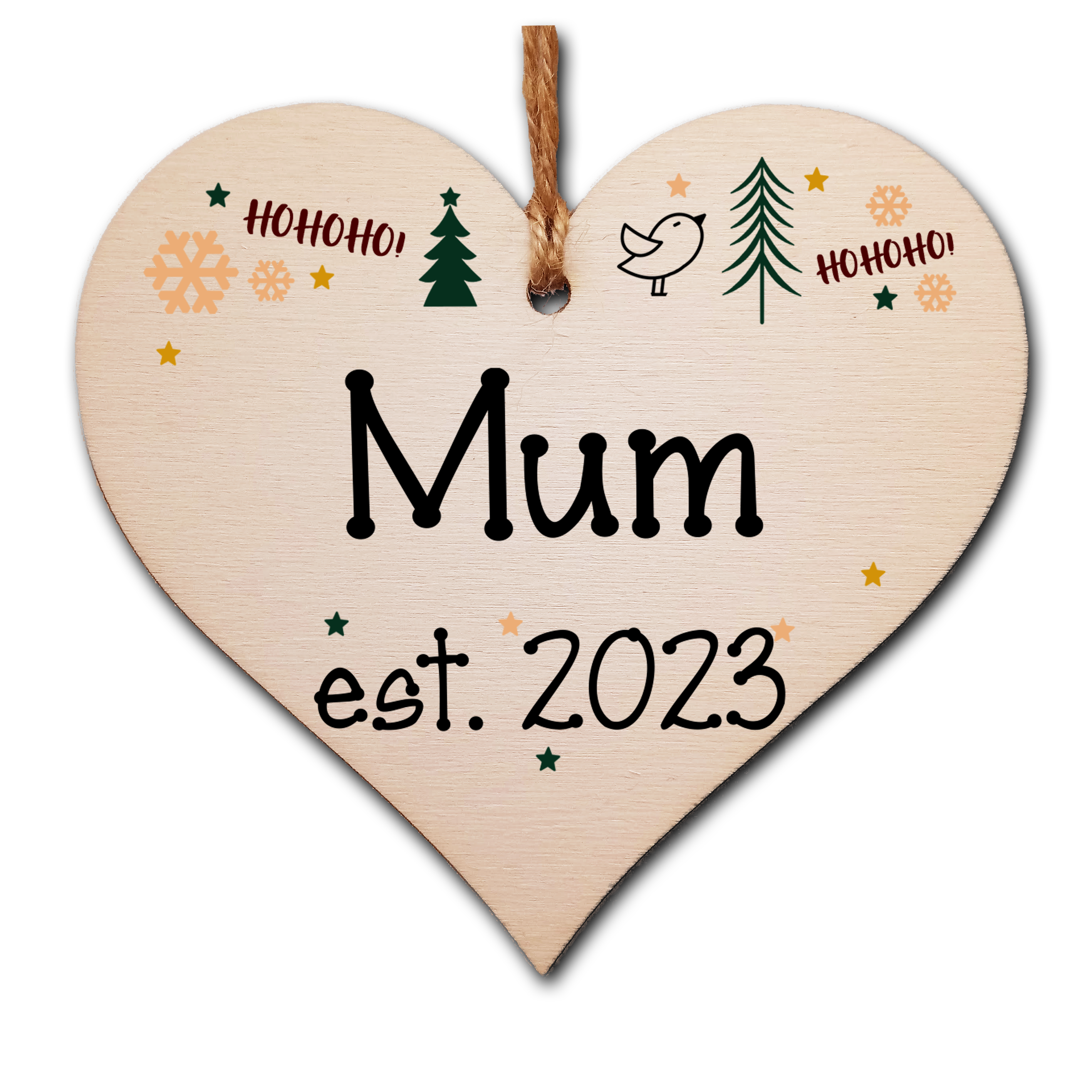 Handmade Christmas Hanging Wooden Heart Plaque Decoration Gift perfect mums parents newborns 2022