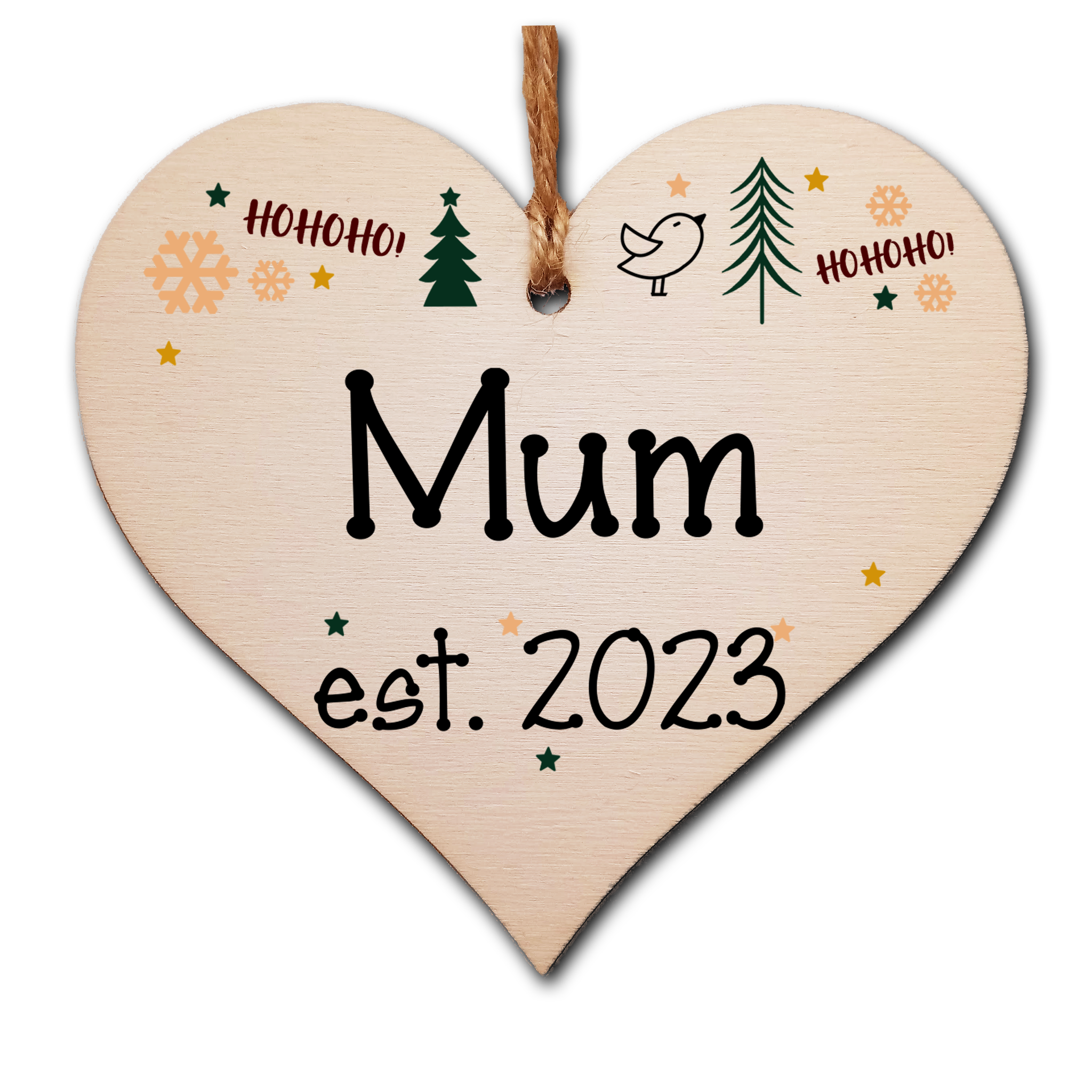 Handmade Christmas Hanging Wooden Heart Plaque Decoration Gift perfect mums parents newborns 2022