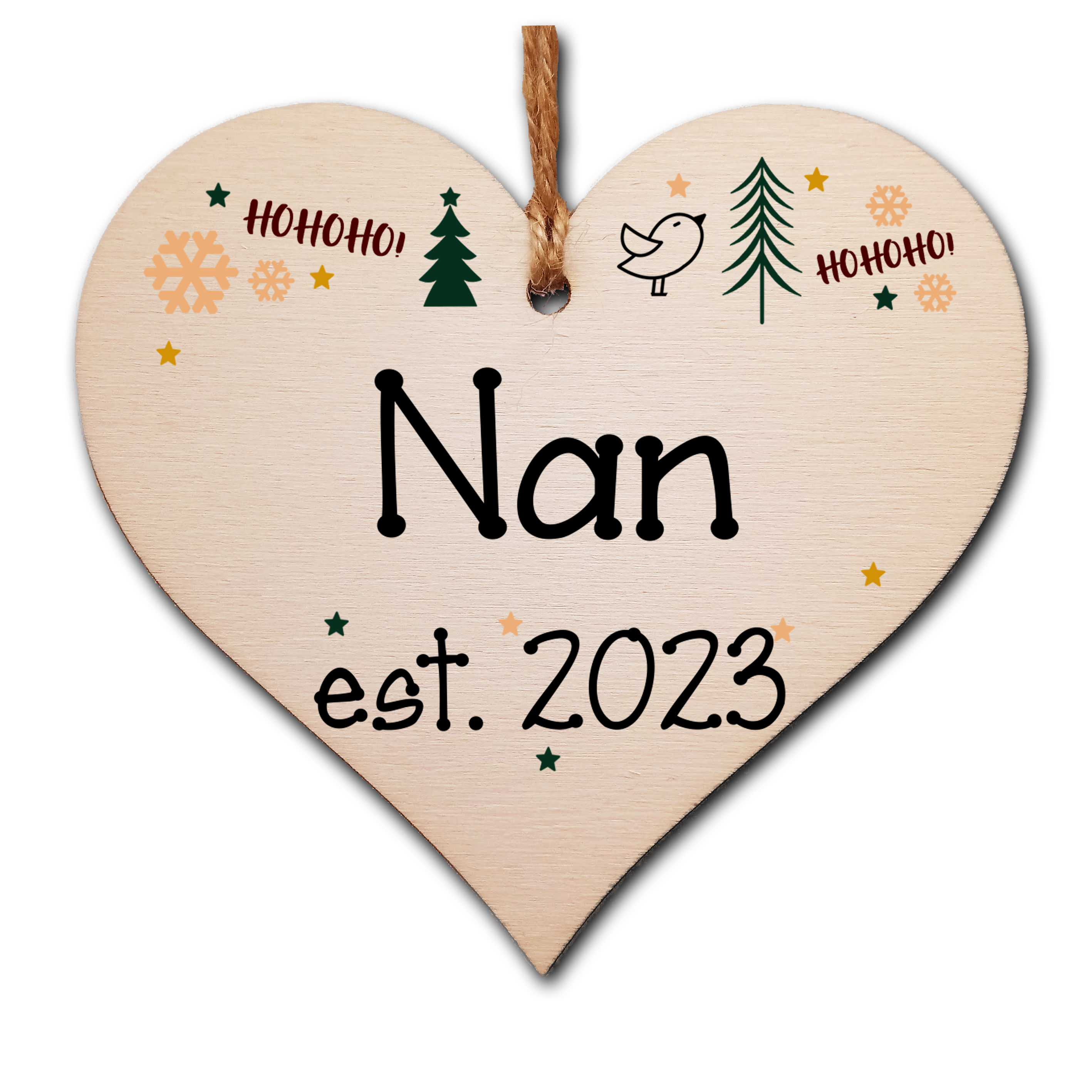 Handmade Christmas Hanging Wooden Heart Plaque Decoration Gift perfect nans grandparents newborns 2022