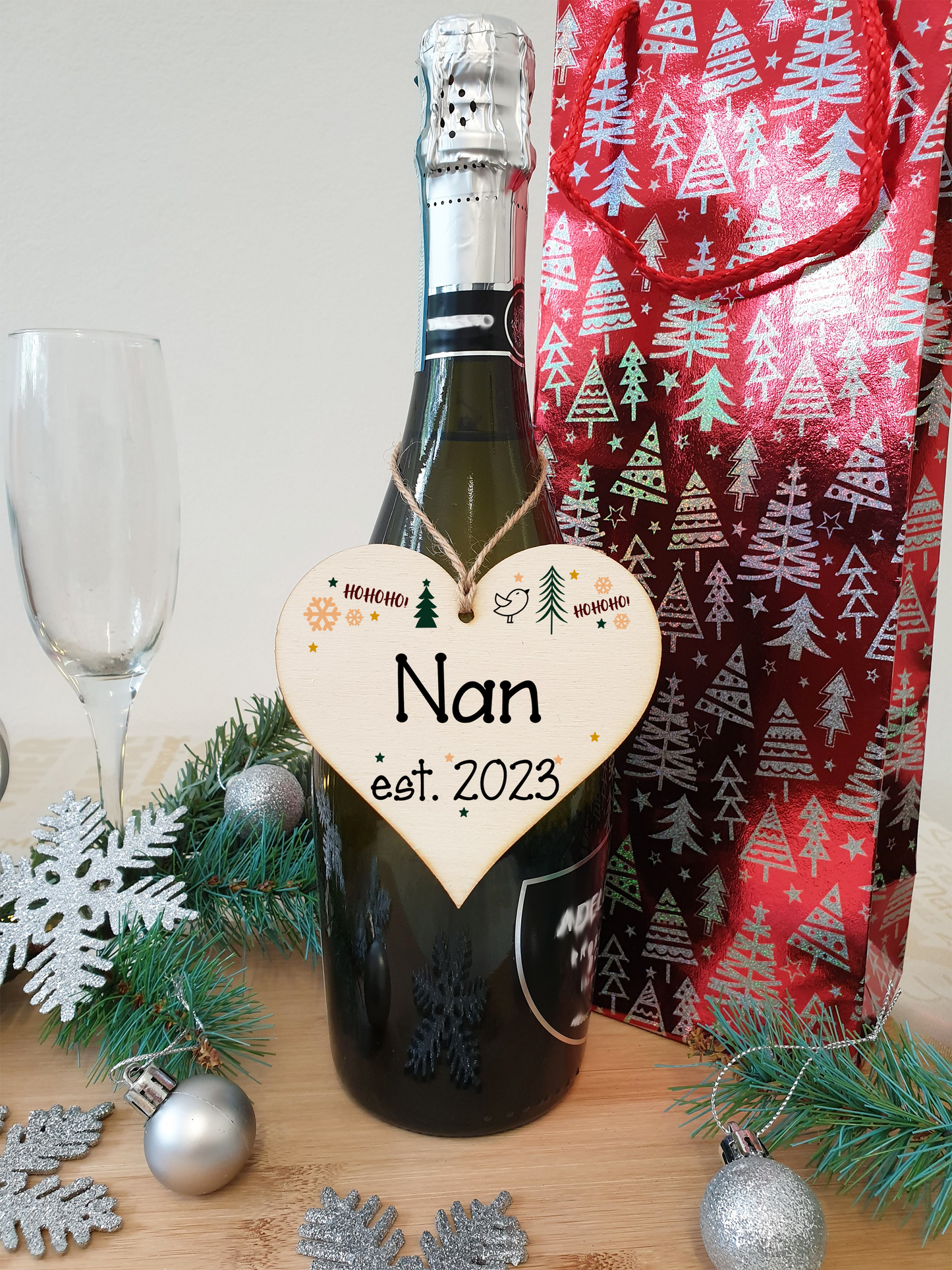 Handmade Christmas Hanging Wooden Heart Plaque Decoration Gift perfect nans grandparents newborns 2022