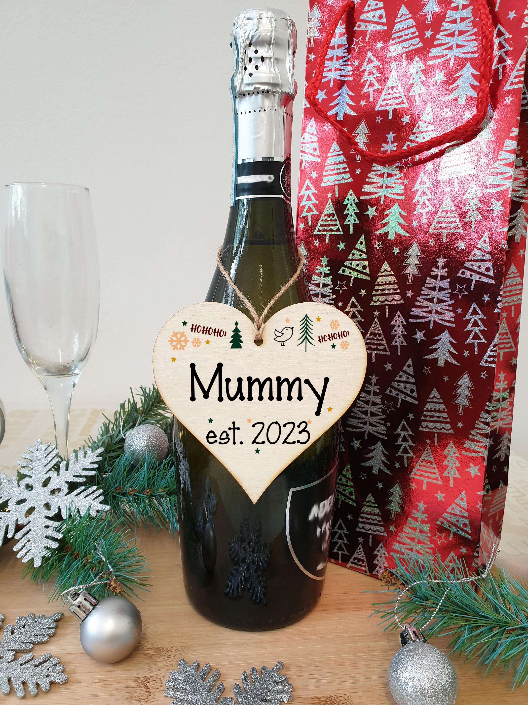 Handmade Christmas Hanging Wooden Heart Plaque Decoration Gift perfect mummys parents newborns 2022