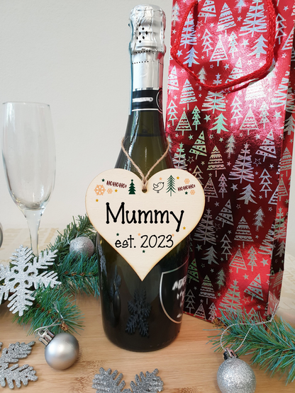 Handmade Christmas Hanging Wooden Heart Plaque Decoration Gift perfect mummys parents newborns 2022