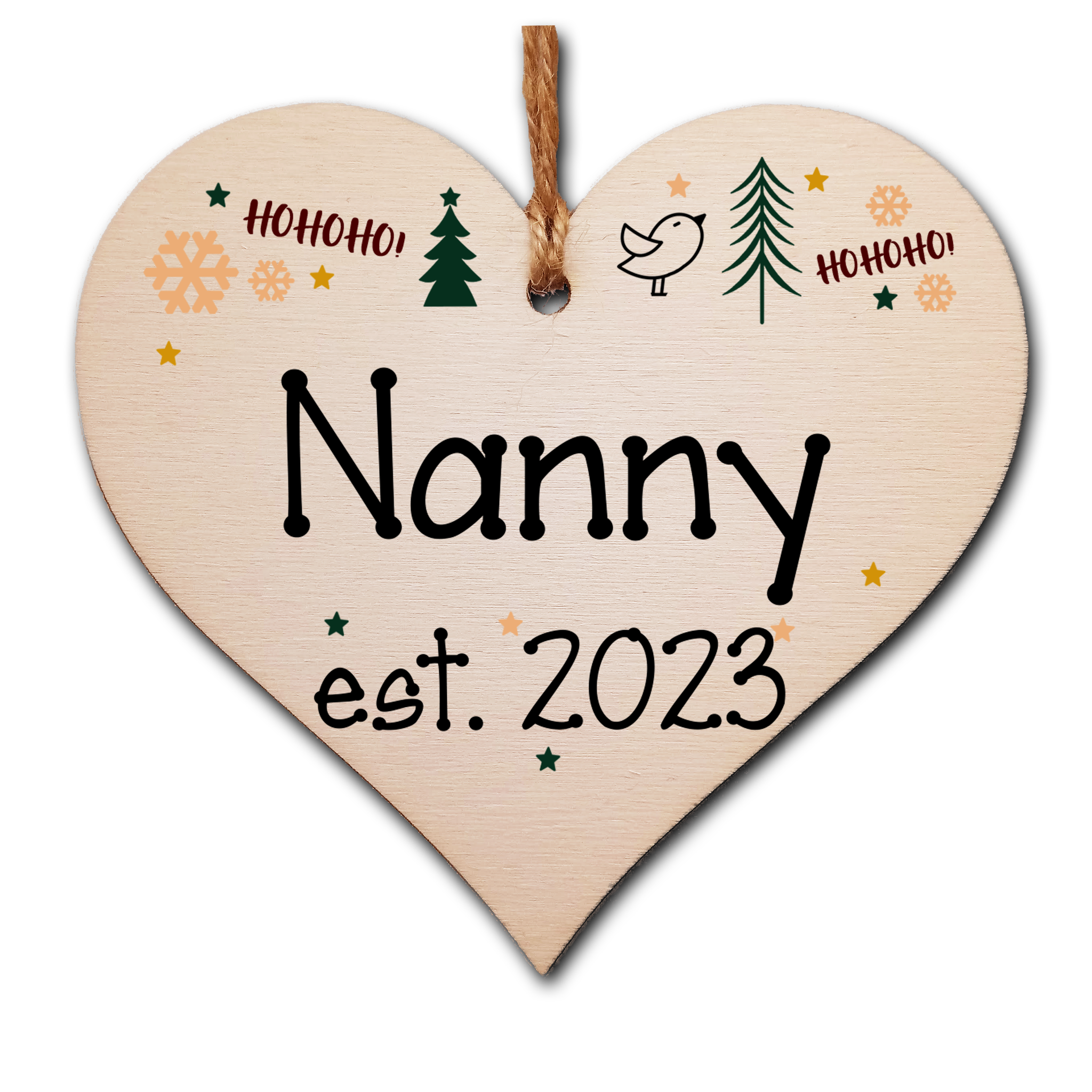 Handmade Christmas Hanging Wooden Heart Plaque Decoration Gift perfect for new nannys grandparents newborns 2022