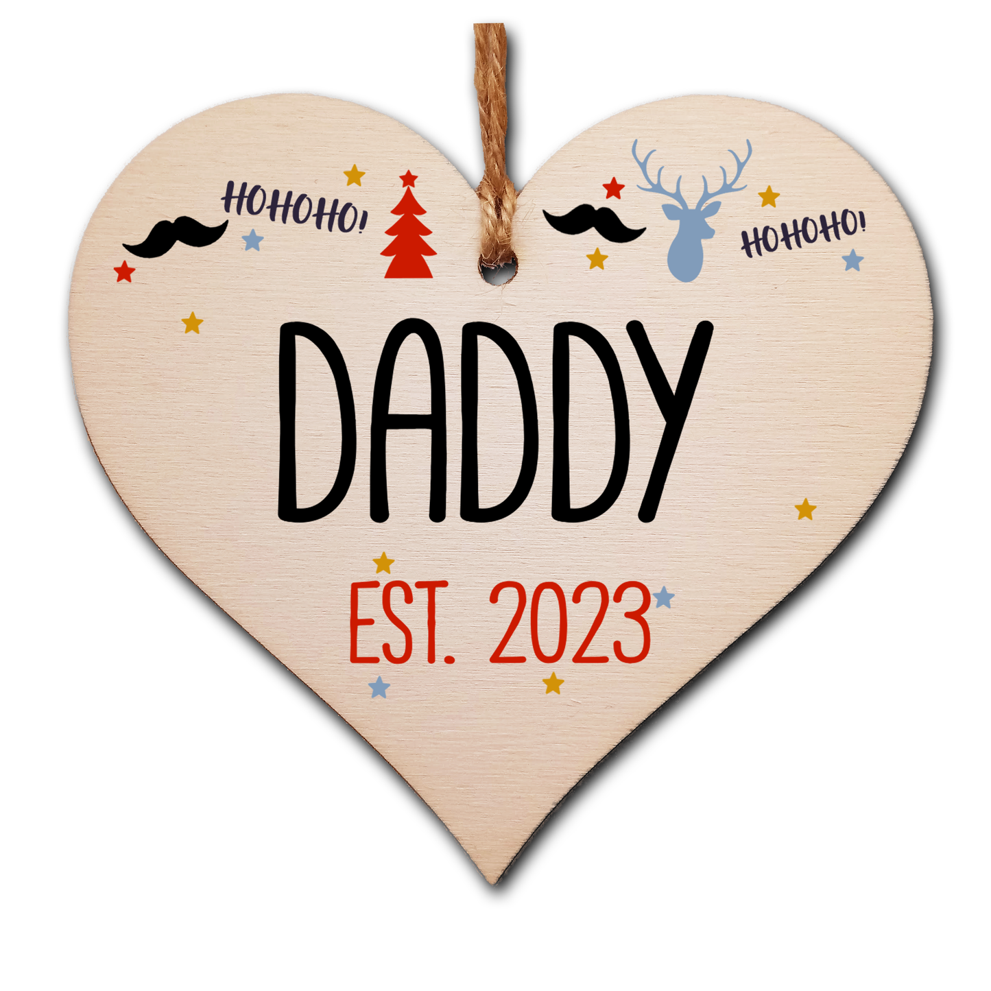 Handmade Christmas Hanging Wooden Heart Plaque Decoration Gift perfect for new dads fathers parents newborns 2022