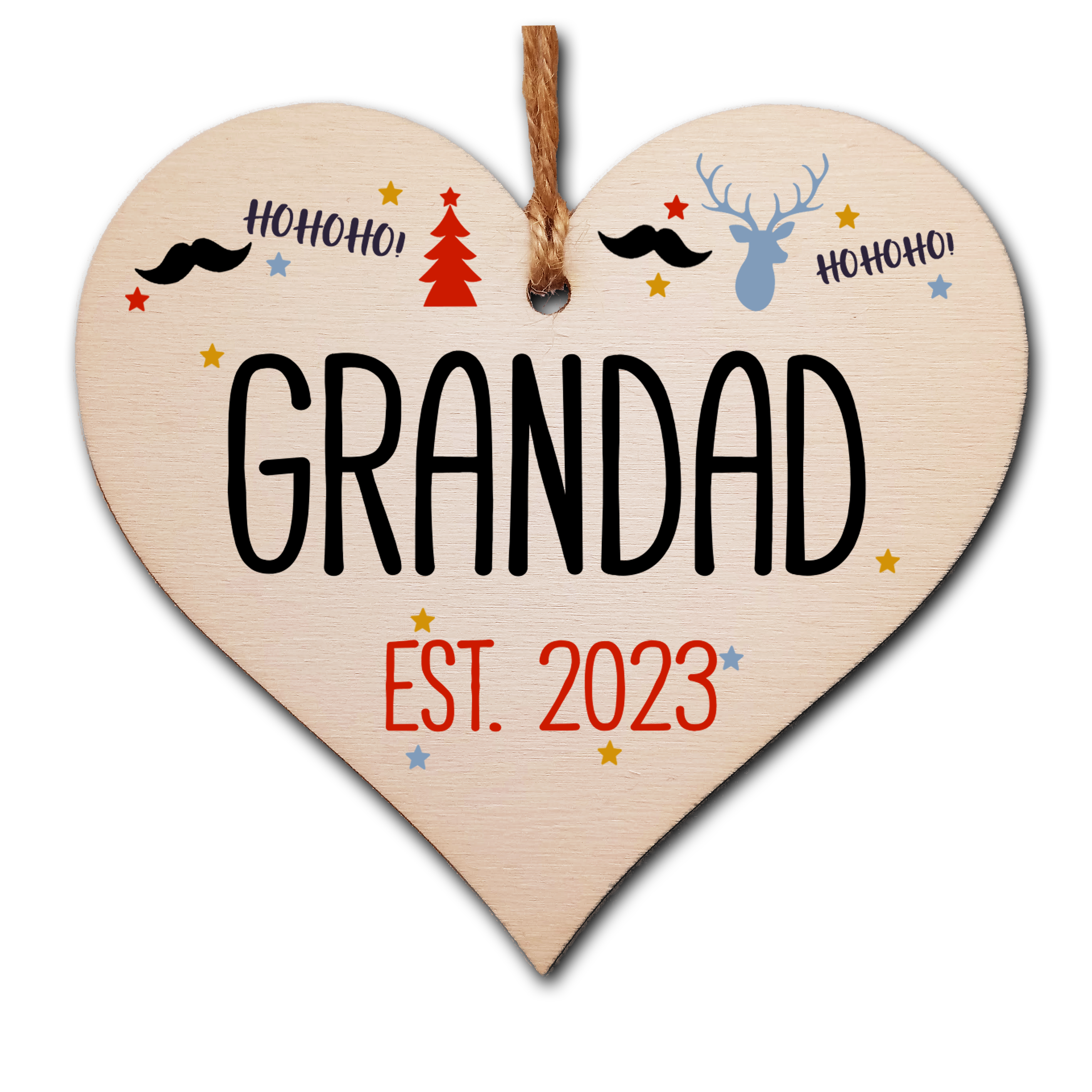 Handmade Christmas Hanging Wooden Heart Plaque Decoration Gift perfect grandads grandparents newborns 2022