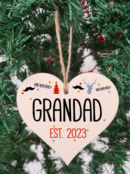 Handmade Christmas Hanging Wooden Heart Plaque Decoration Gift perfect grandads grandparents newborns 2022