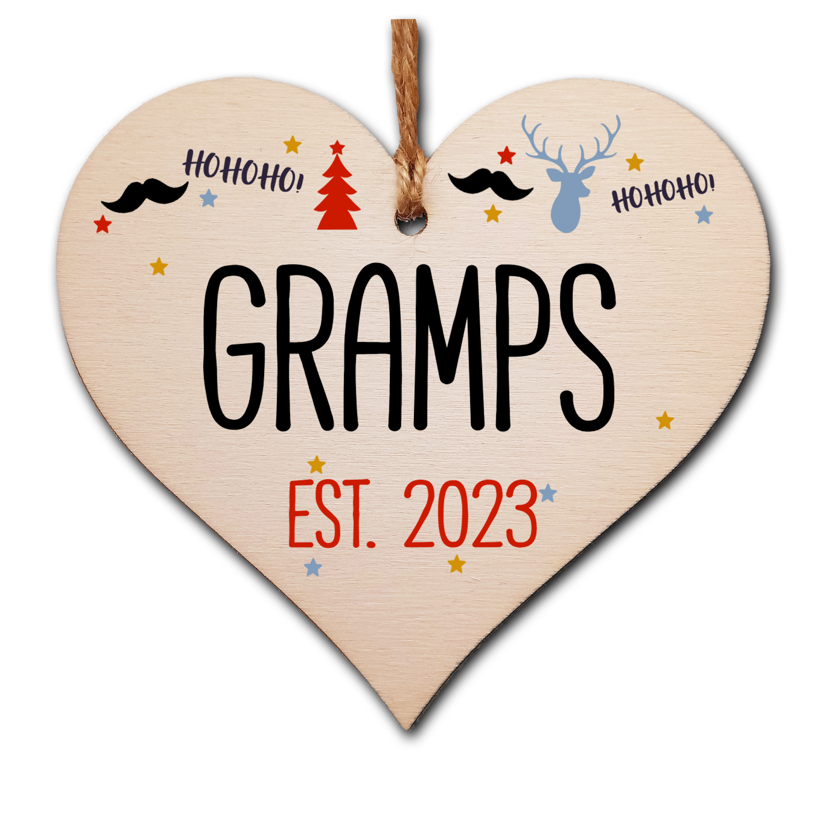 Handmade Christmas Hanging Wooden Heart Plaque Decoration Gift perfect gramps grandparents newborns 2022