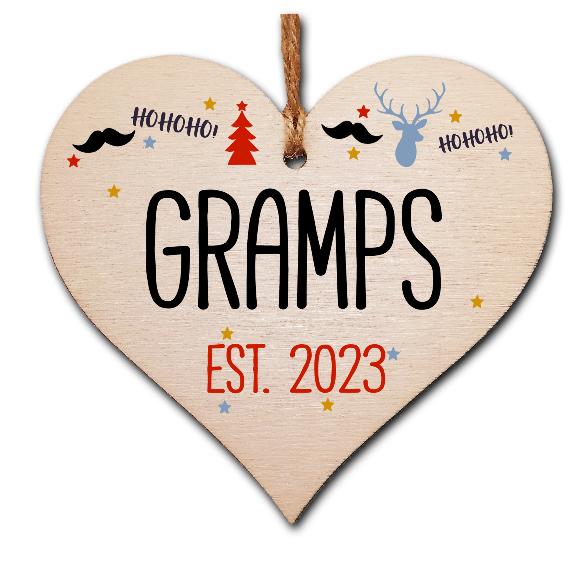 Handmade Christmas Hanging Wooden Heart Plaque Decoration Gift perfect gramps grandparents newborns 2022