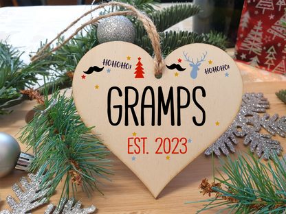 Handmade Christmas Hanging Wooden Heart Plaque Decoration Gift perfect gramps grandparents newborns 2022
