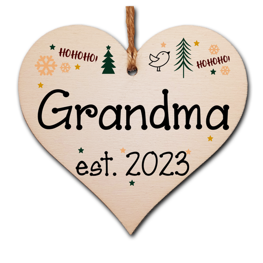 Handmade Christmas Hanging Wooden Heart Plaque Decoration Gift perfect grandmas grandparents newborns 2022