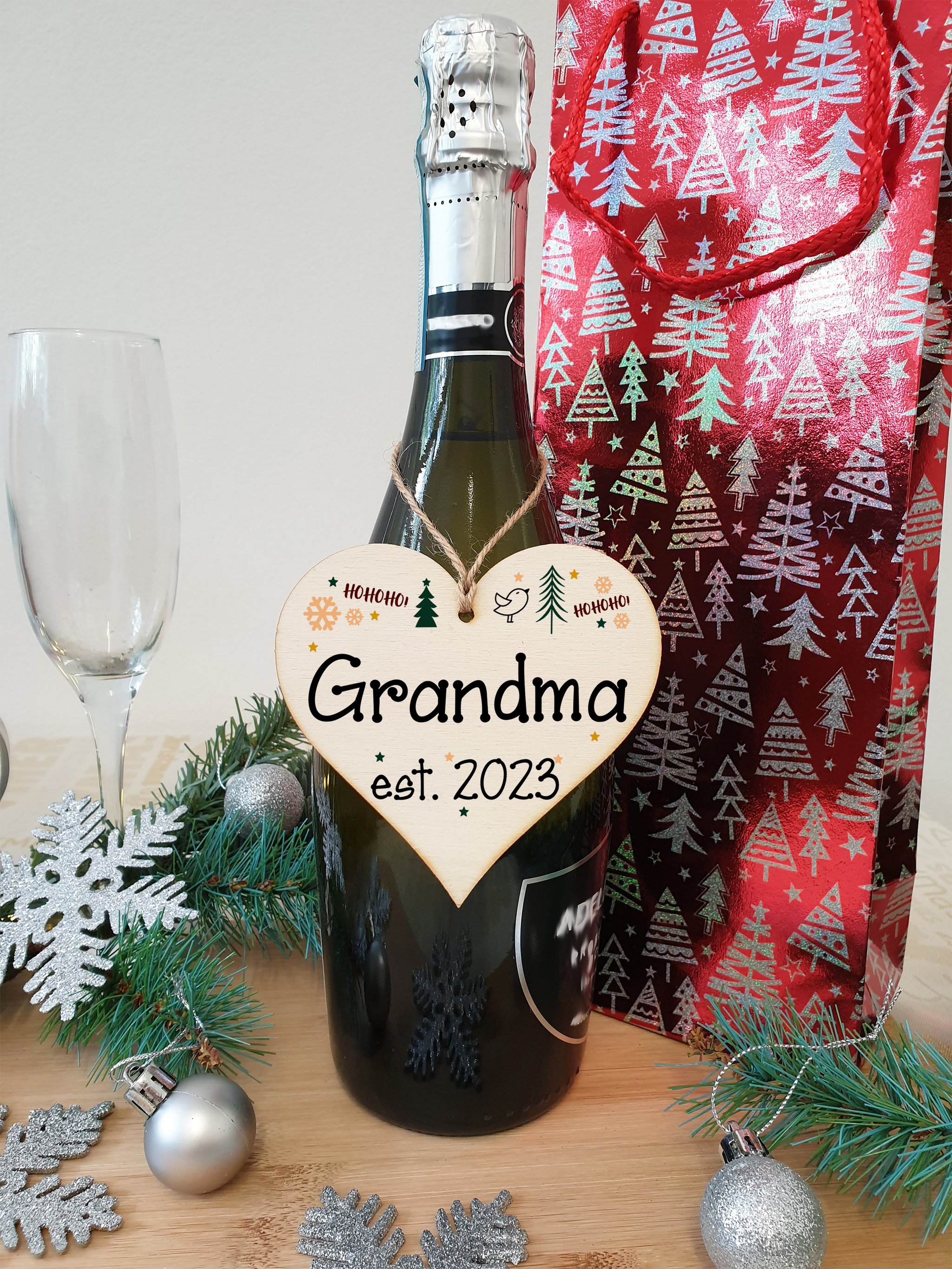 Handmade Christmas Hanging Wooden Heart Plaque Decoration Gift perfect grandmas grandparents newborns 2022