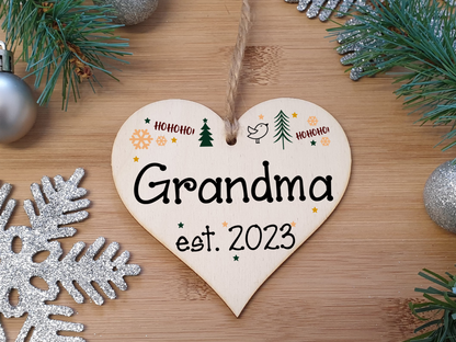 Handmade Christmas Hanging Wooden Heart Plaque Decoration Gift perfect grandmas grandparents newborns 2022