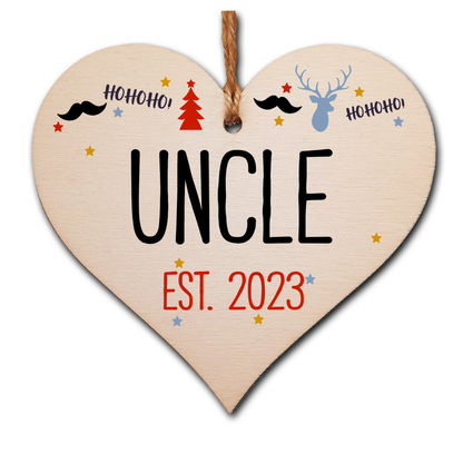 Handmade Christmas Hanging Wooden Heart Plaque Decoration Gift perfect uncles godparents newborns 2022
