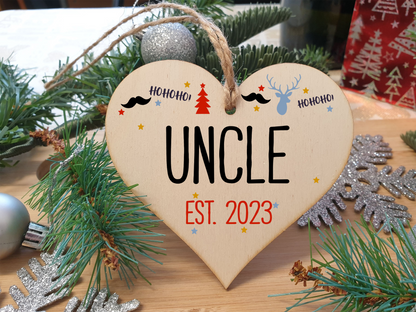 Handmade Christmas Hanging Wooden Heart Plaque Decoration Gift perfect uncles godparents newborns 2022