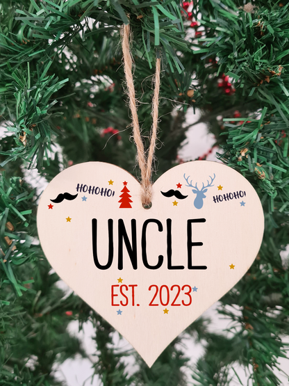 Handmade Christmas Hanging Wooden Heart Plaque Decoration Gift perfect uncles godparents newborns 2022