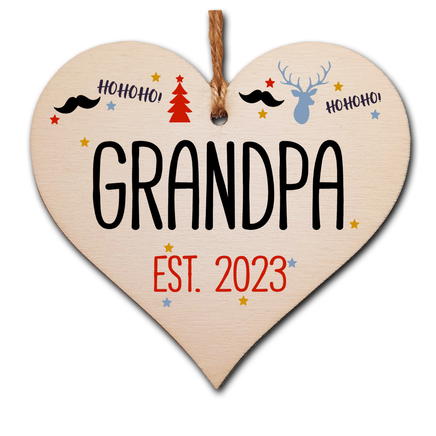 Handmade Christmas Hanging Wooden Heart Plaque Decoration Gift perfect grandpas grandparents newborns 2022