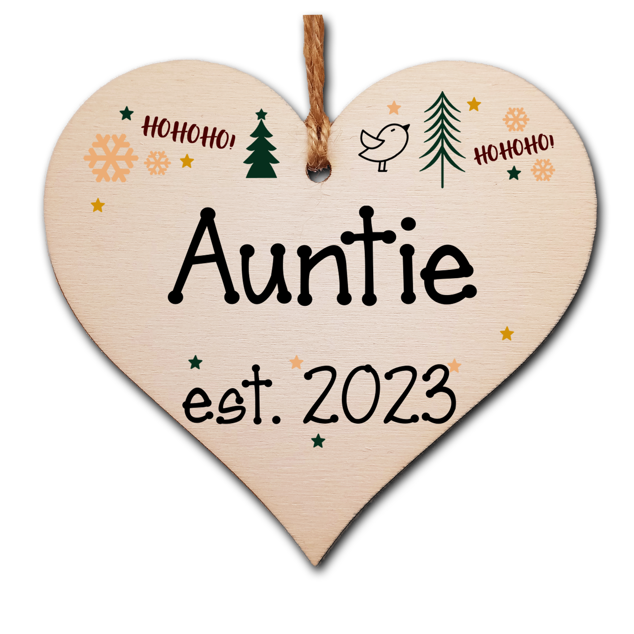 Handmade Christmas Hanging Wooden Heart Plaque Decoration Gift perfect aunties godparents newborns 2022