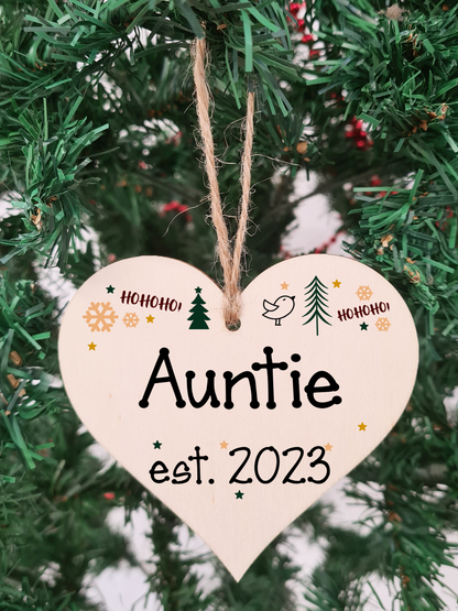 Handmade Christmas Hanging Wooden Heart Plaque Decoration Gift perfect aunties godparents newborns 2022
