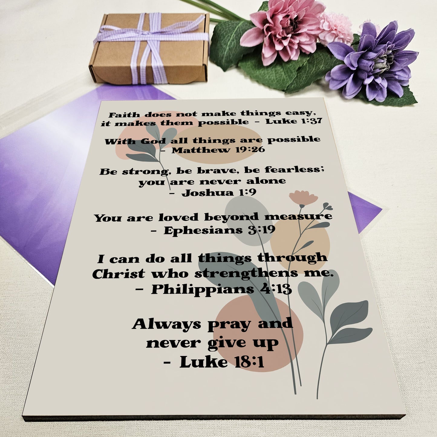 Christian Bible Verse A4 Wooden Plaque Print Sign Wall Art for Home Decor Gifts for Women Inspirational Comforting Family