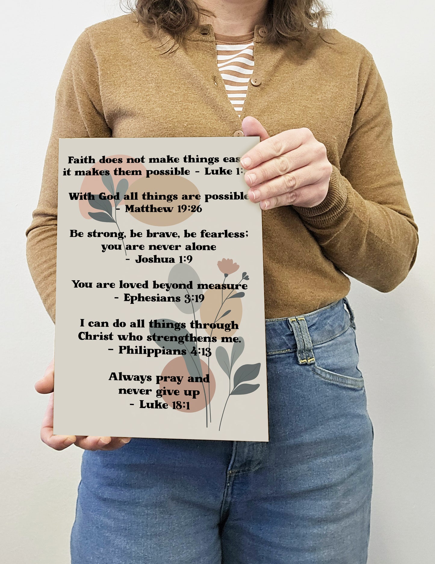 Christian Bible Verse A4 Wooden Plaque Print Sign Wall Art for Home Decor Gifts for Women Inspirational Comforting Family