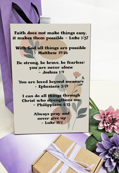 Christian Bible Verse A4 Wooden Plaque Print Sign Wall Art for Home Decor Gifts for Women Inspirational Comforting Family