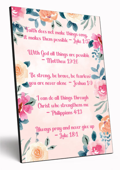 Christian Bible Verse A4 Wooden Plaque Print Sign Wall Art for Home Decor Gifts for Women Inspirational Comforting Family