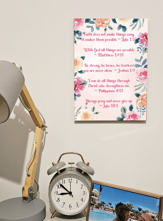 Christian Bible Verse A4 Wooden Plaque Print Sign Wall Art for Home Decor Gifts for Women Inspirational Comforting Family