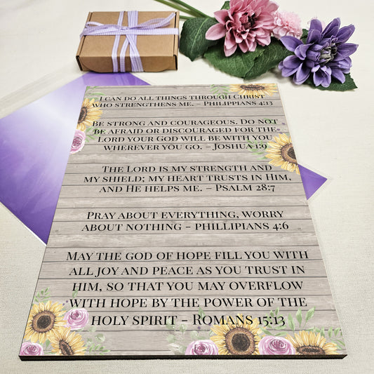 Christian Bible Verse A4 Wooden Plaque Print Sign Wall Art for Home Decor Gifts for Women Inspirational Comforting Family