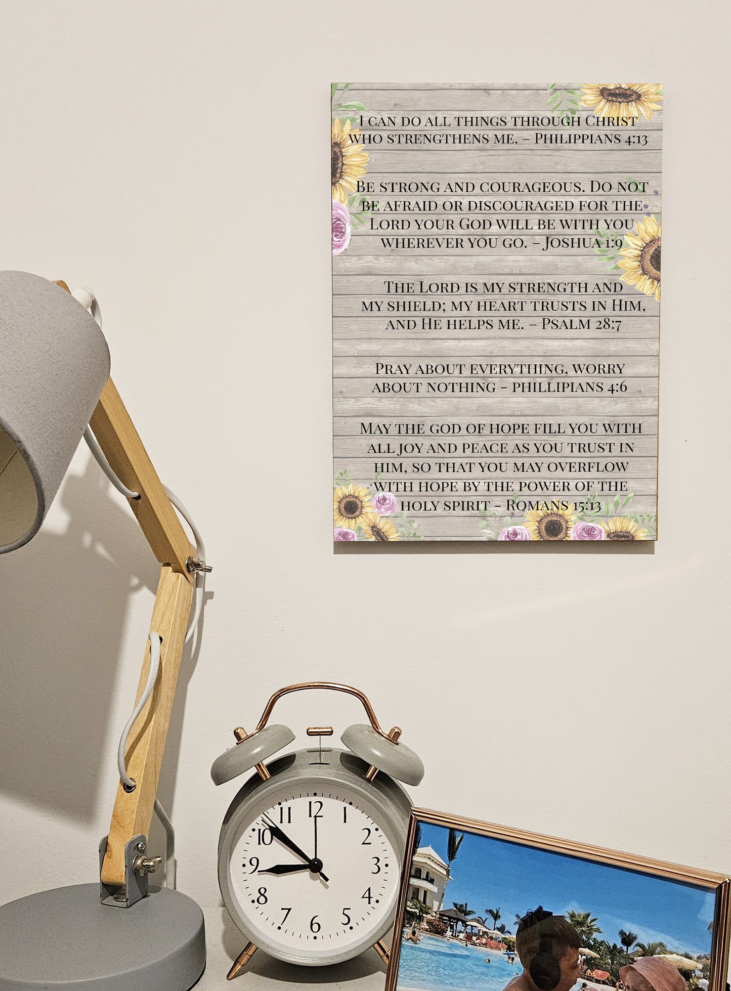 Christian Bible Verse A4 Wooden Plaque Print Sign Wall Art for Home Decor Gifts for Women Inspirational Comforting Family