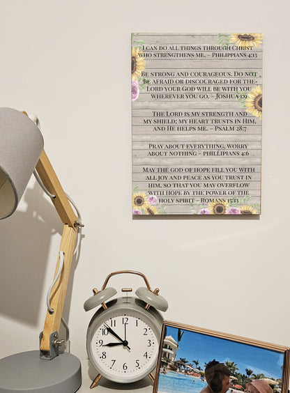 Christian Bible Verse A4 Wooden Plaque Print Sign Wall Art for Home Decor Gifts for Women Inspirational Comforting Family