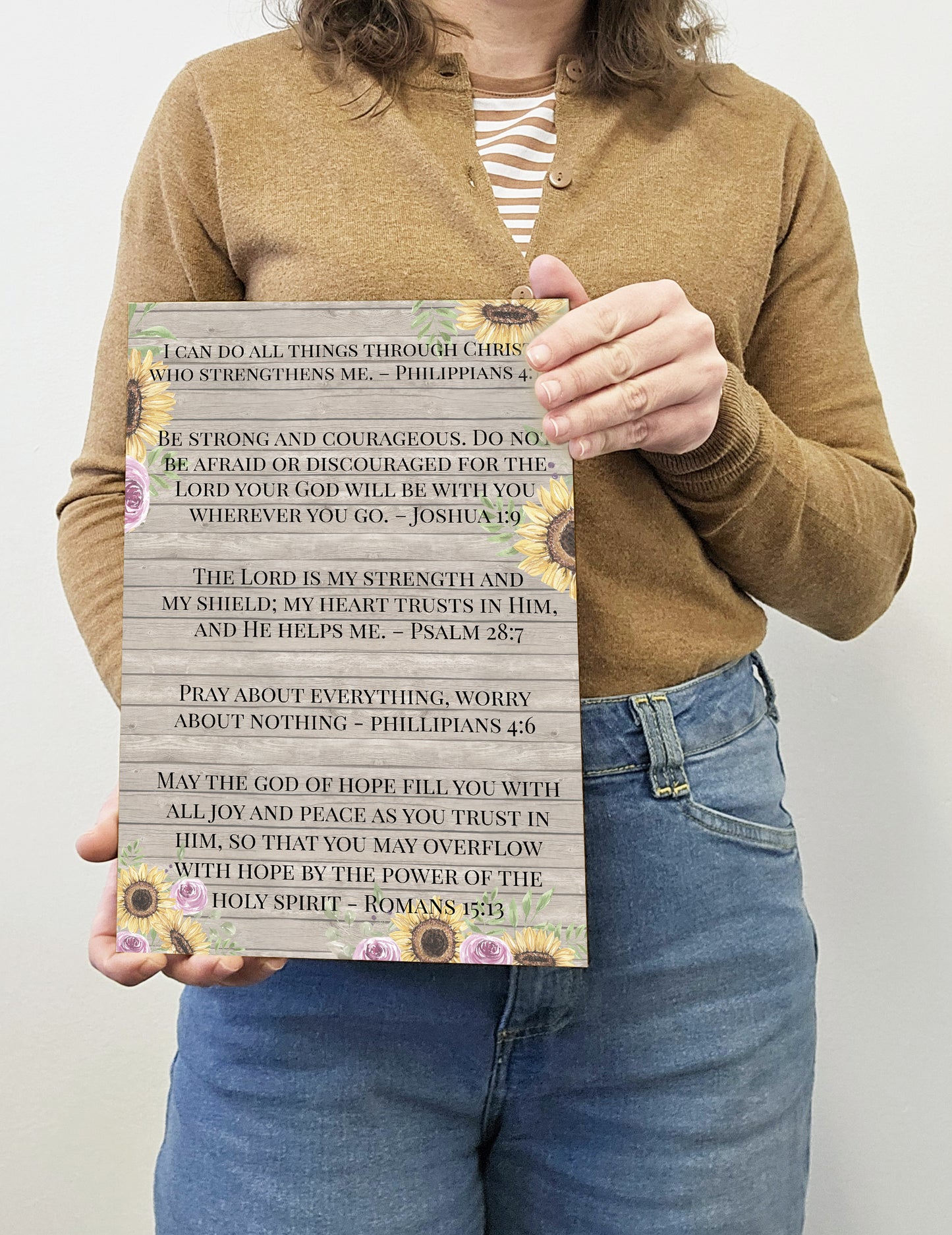 Christian Bible Verse A4 Wooden Plaque Print Sign Wall Art for Home Decor Gifts for Women Inspirational Comforting Family