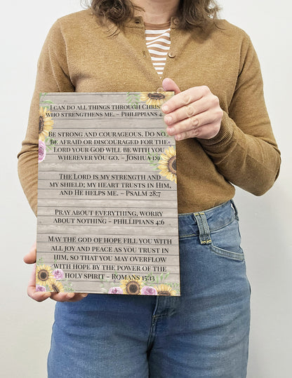 Christian Bible Verse A4 Wooden Plaque Print Sign Wall Art for Home Decor Gifts for Women Inspirational Comforting Family