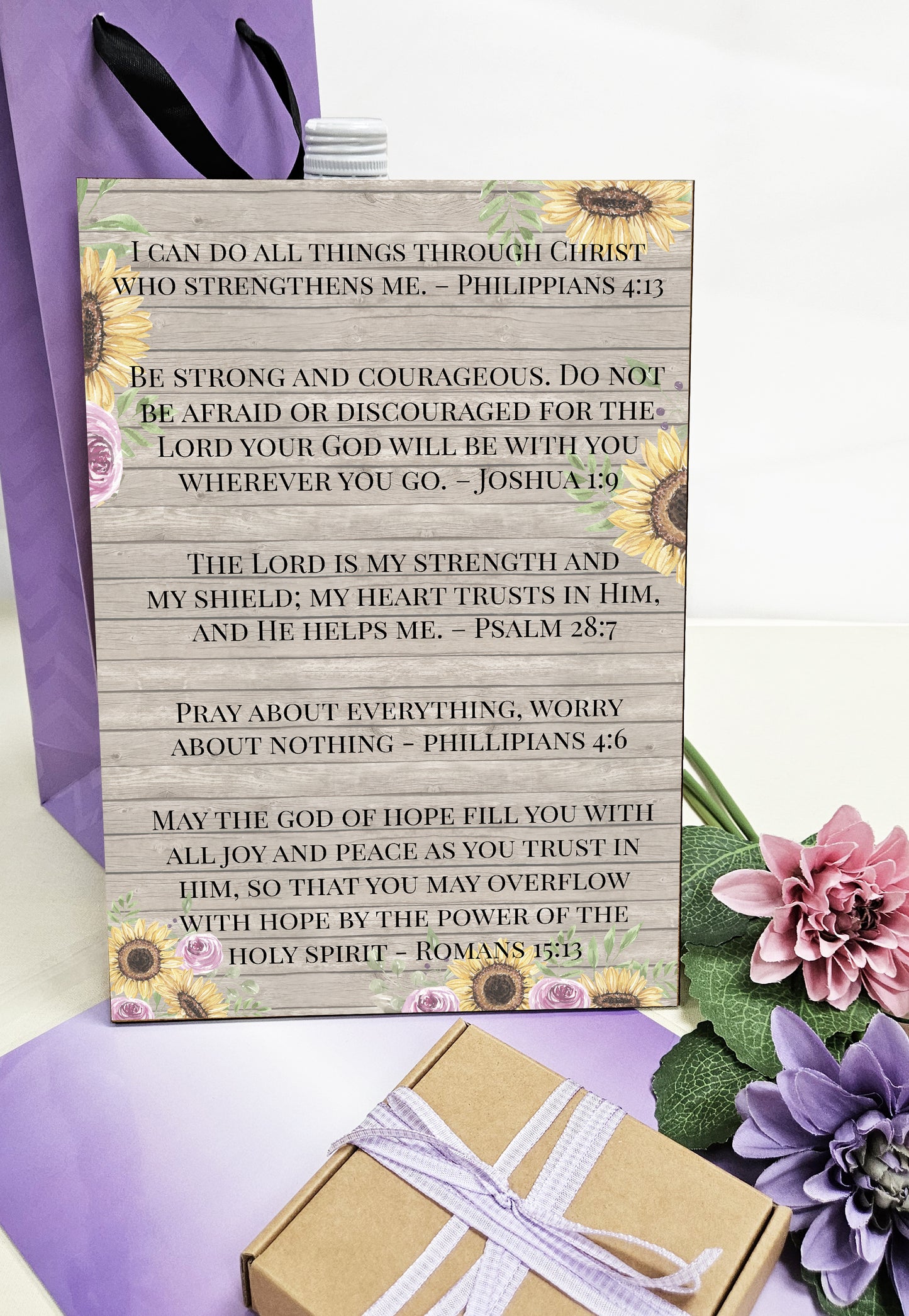 Christian Bible Verse A4 Wooden Plaque Print Sign Wall Art for Home Decor Gifts for Women Inspirational Comforting Family
