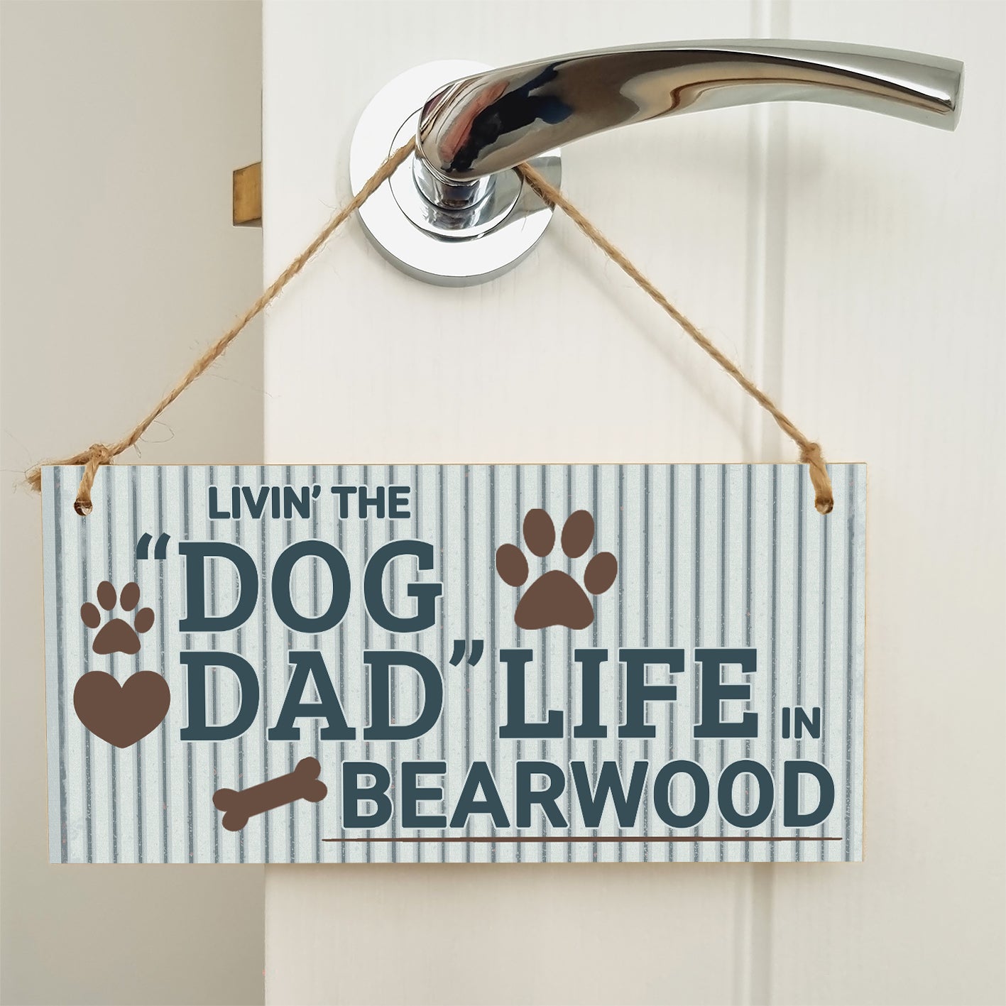 Dog Lover's Hanging Wooden Sign – Handmade Rustic Decor for Bearwood Homes