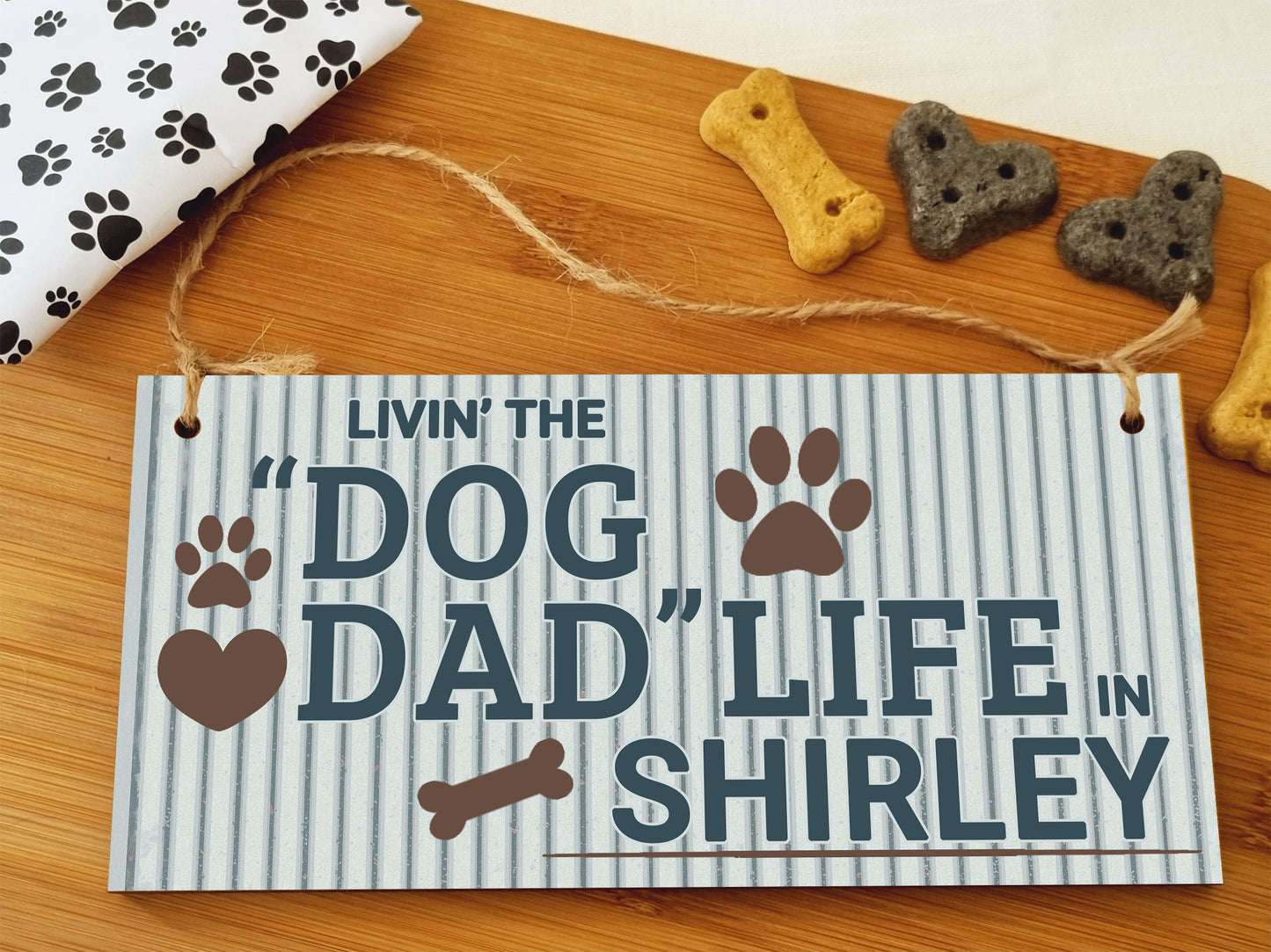 Dog Lover's Hanging Wooden Sign – Handmade Rustic Decor for Shirley Homes