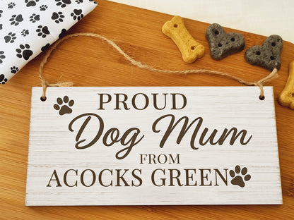 Dog Lover's Hanging Wooden Sign – Handmade Rustic Decor for Acocks Green Homes