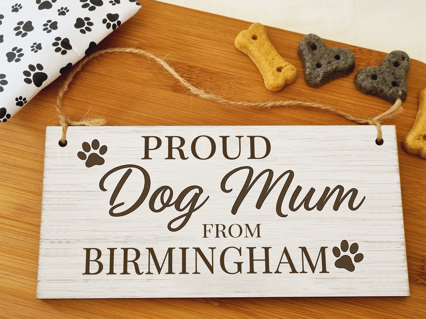 Dog Lover's Hanging Wooden Sign – Handmade Rustic Decor for Birmingham Homes
