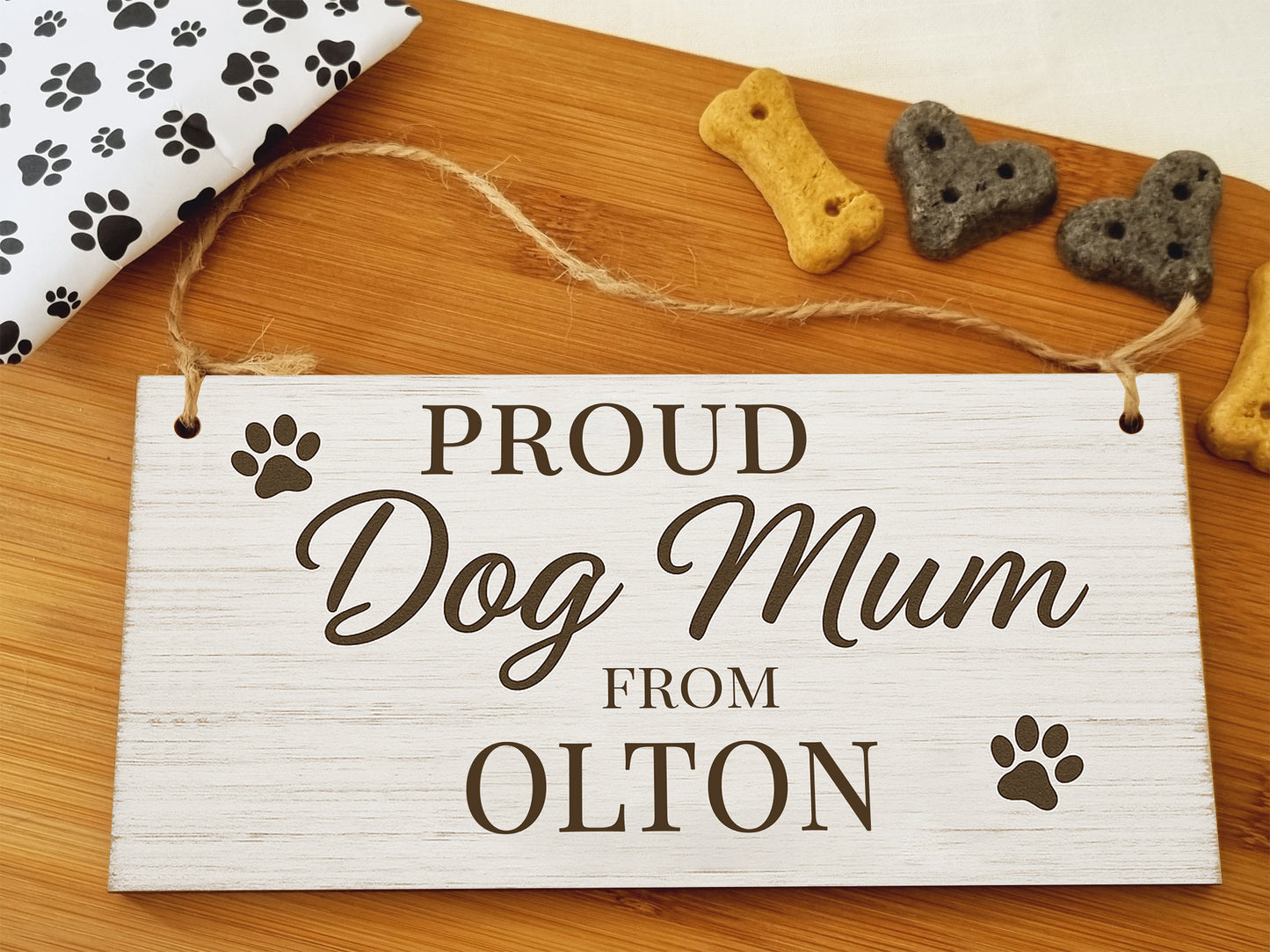 Dog Lover's Hanging Wooden Sign – Handmade Rustic Decor for Olton Homes
