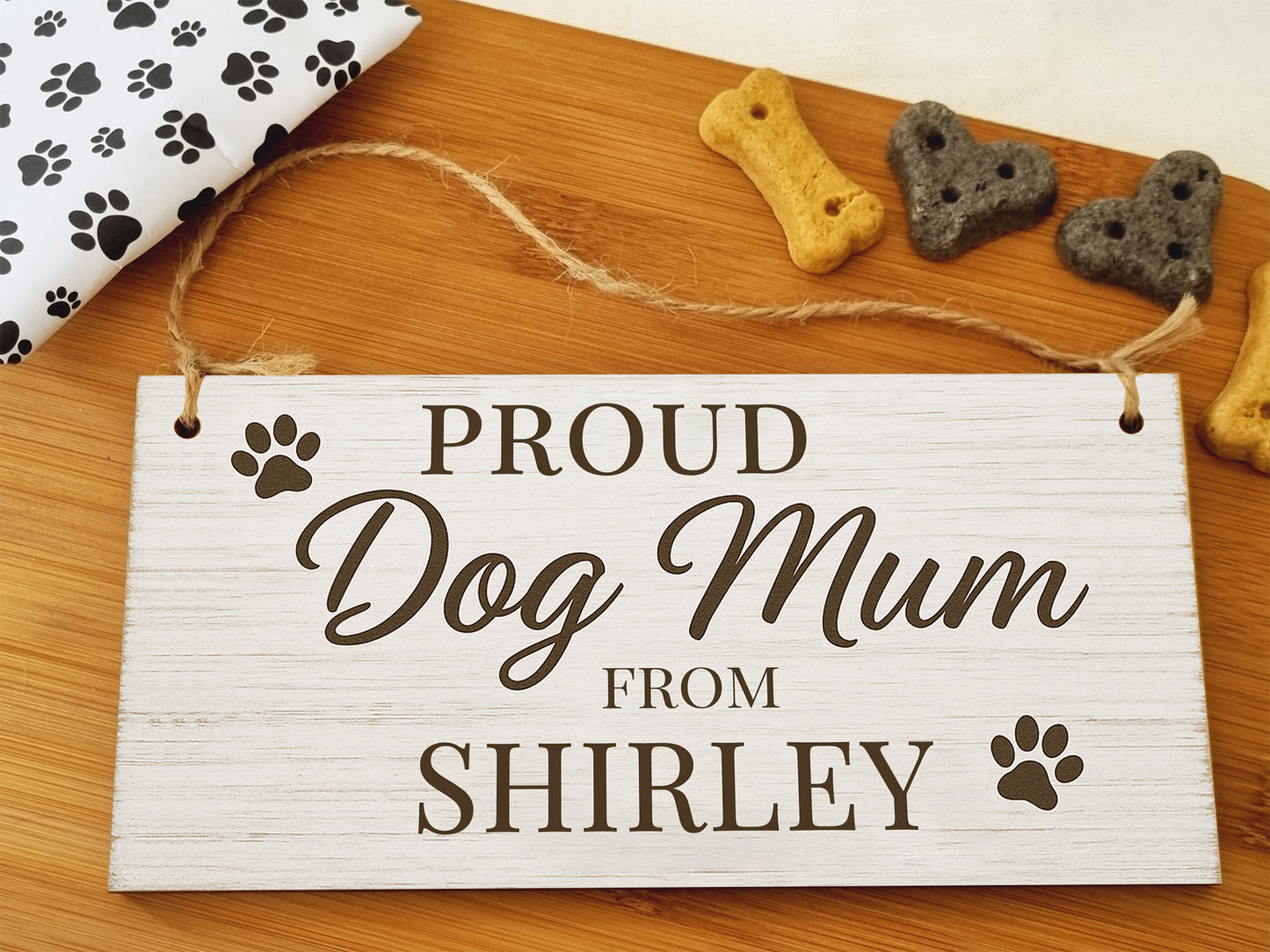 Dog Lover's Hanging Wooden Sign – Handmade Rustic Decor for Shirley Homes