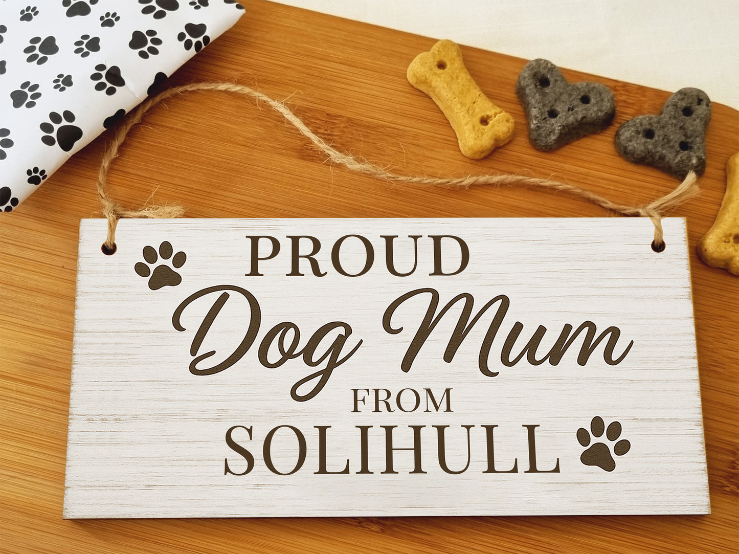 Dog Lover's Hanging Wooden Sign – Handmade Rustic Decor for Solihull Homes