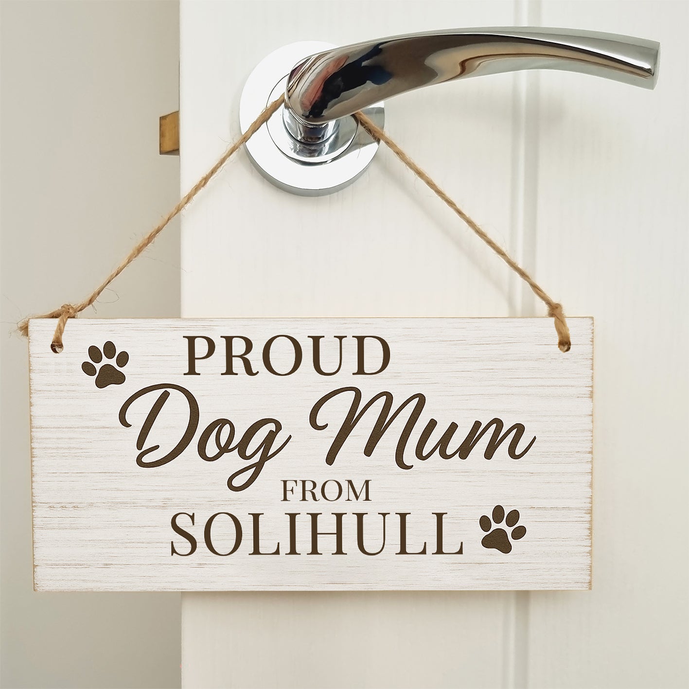 Dog Lover's Hanging Wooden Sign – Handmade Rustic Decor for Solihull Homes