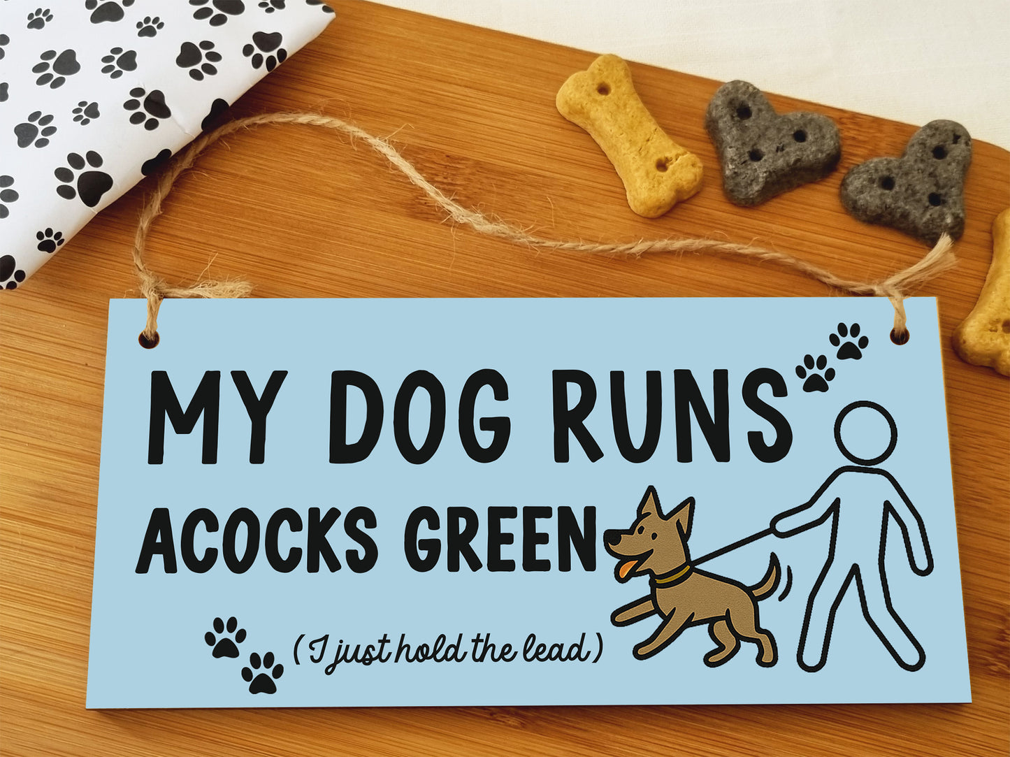 Dog Lover's Hanging Wooden Sign – Handmade Rustic Decor for Acocks Green Homes