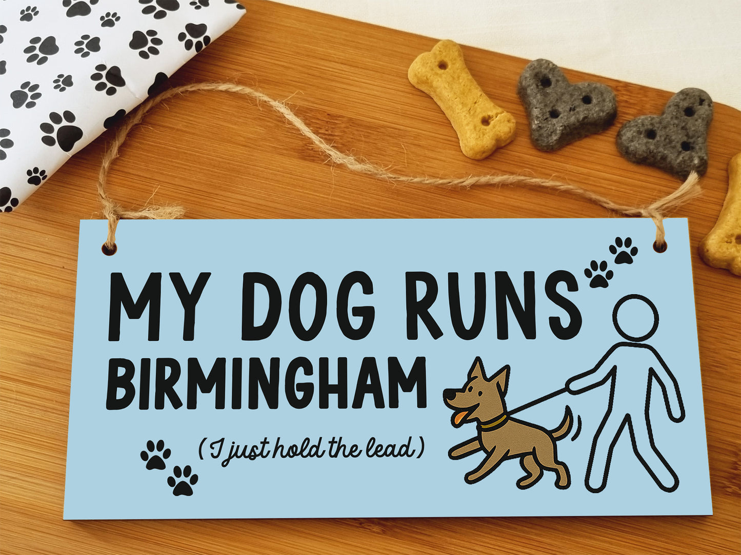 Dog Lover's Hanging Wooden Sign – Handmade Rustic Decor for Birmingham Homes