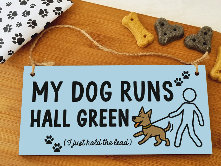 Dog Lover's Hanging Wooden Sign – Handmade Rustic Decor for Hall Green Homes