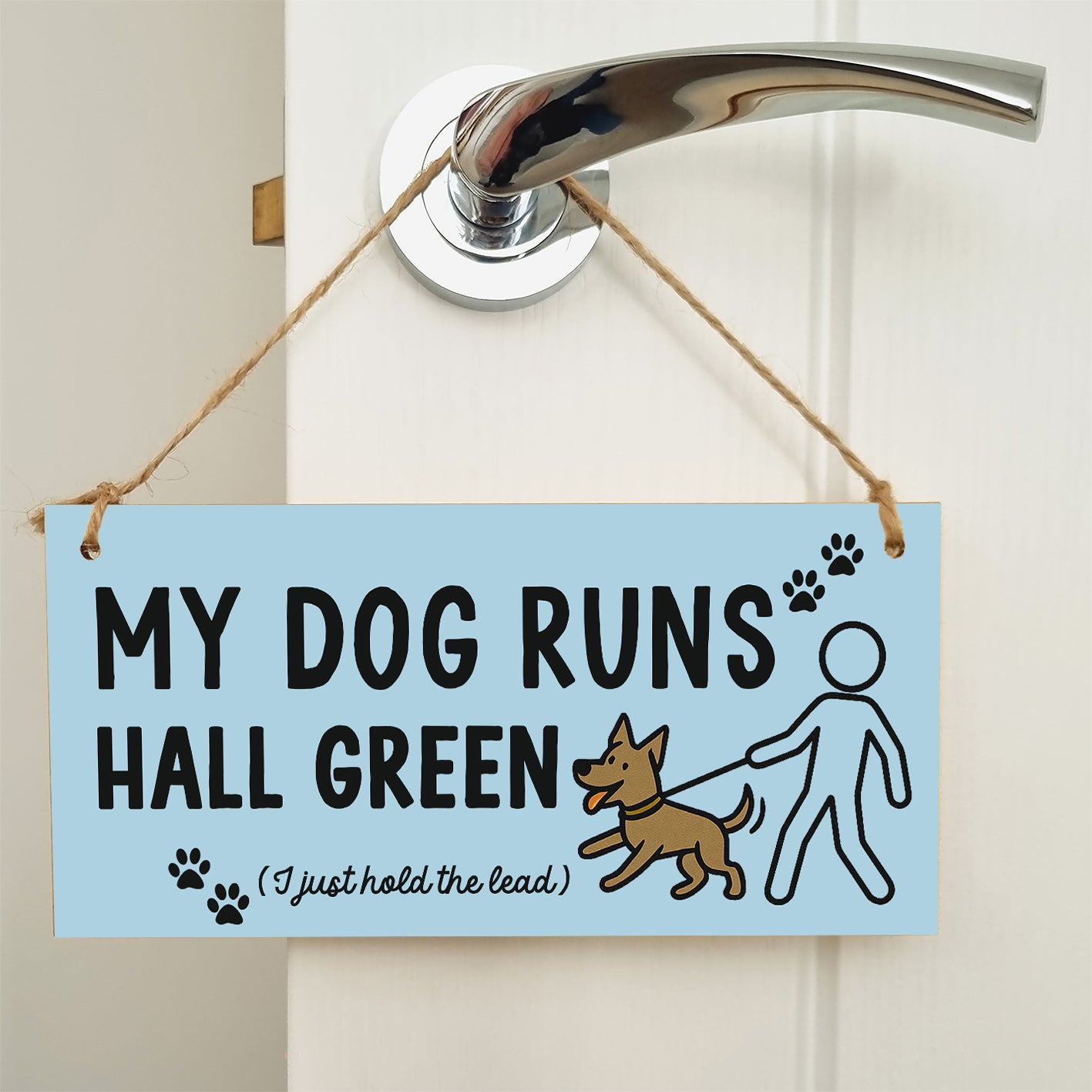 Dog Lover's Hanging Wooden Sign – Handmade Rustic Decor for Hall Green Homes