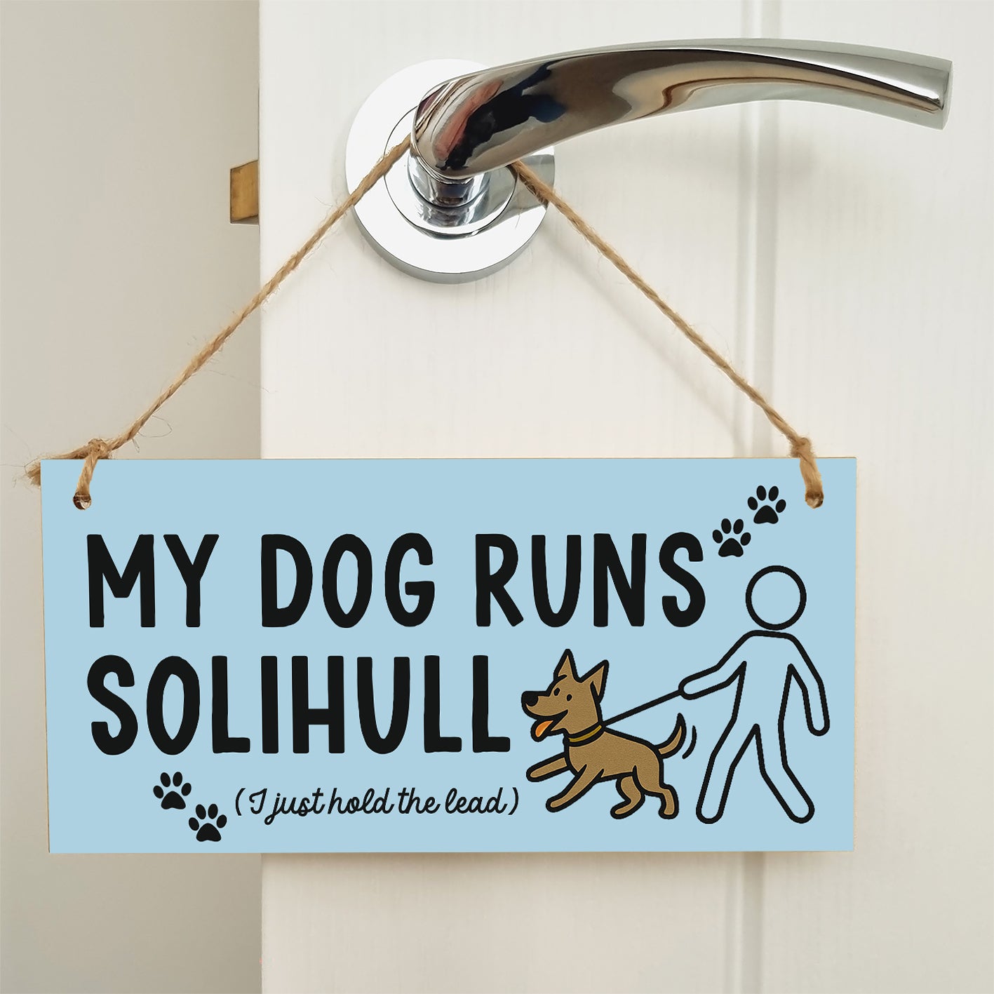 Dog Lover's Hanging Wooden Sign – Handmade Rustic Decor for Solihull Homes