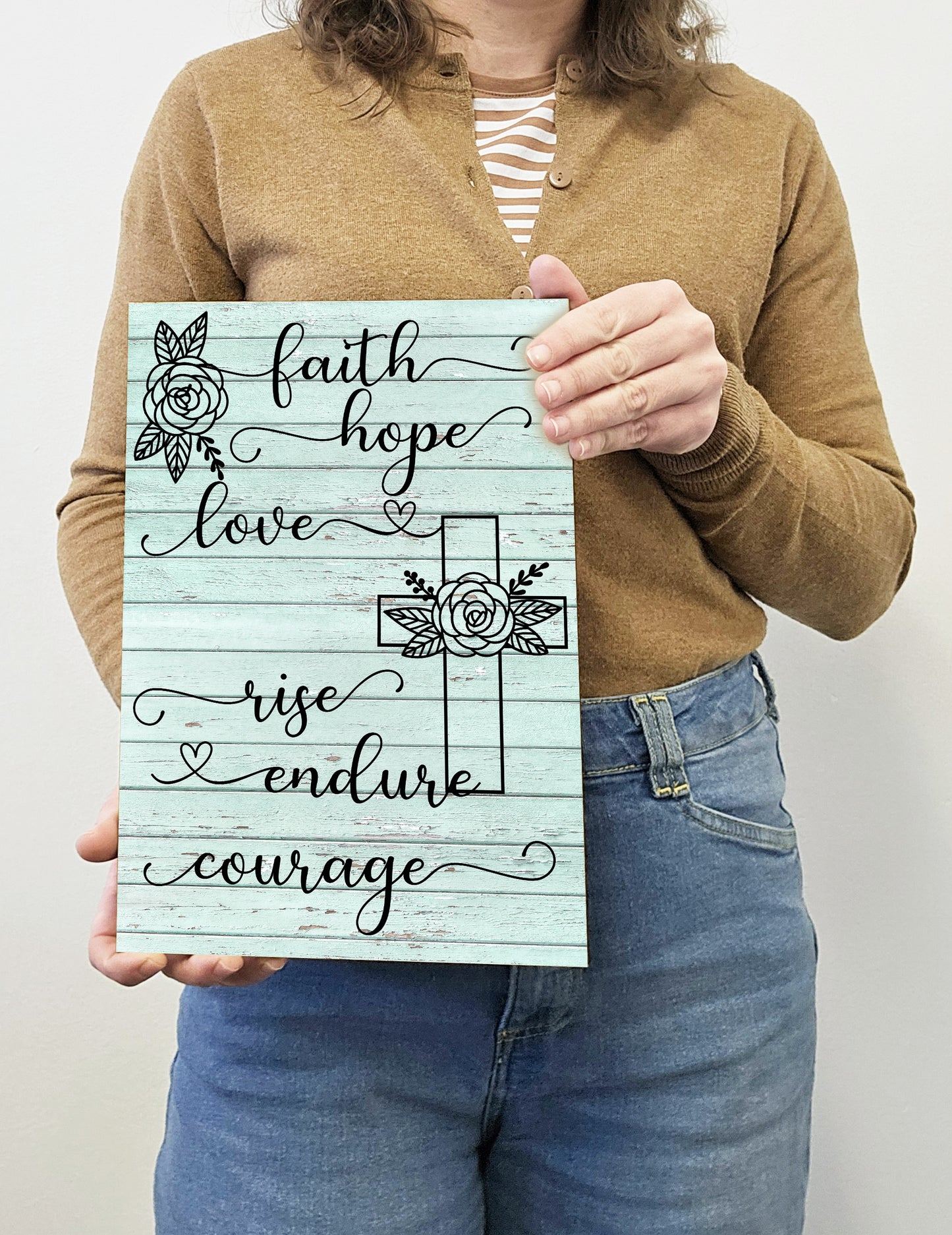 Christian Bible Verse A4 Wooden Plaque Print Sign Wall Art for Home Decor Gifts for Women Inspirational Comforting Family